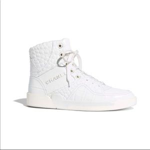 CHANEL Croc Embossed High-Top Sneakers AUTHENTIC
